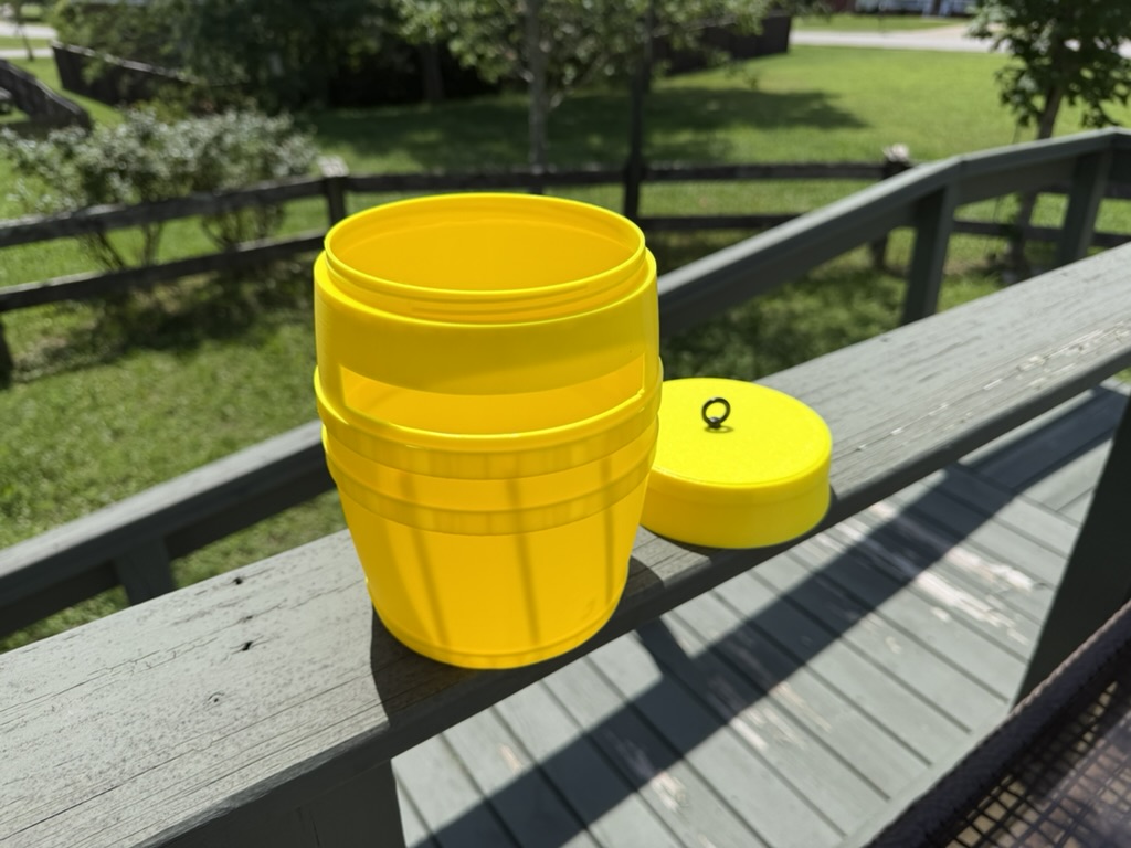 Yellow barrel open with lid